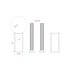 Prechod medzi stĺpom ø 42.4mm a kotviacou platňou, L:45mm Prechod medzi stĺpom ø 42.4mm a kotviacou platňou, L:45mm